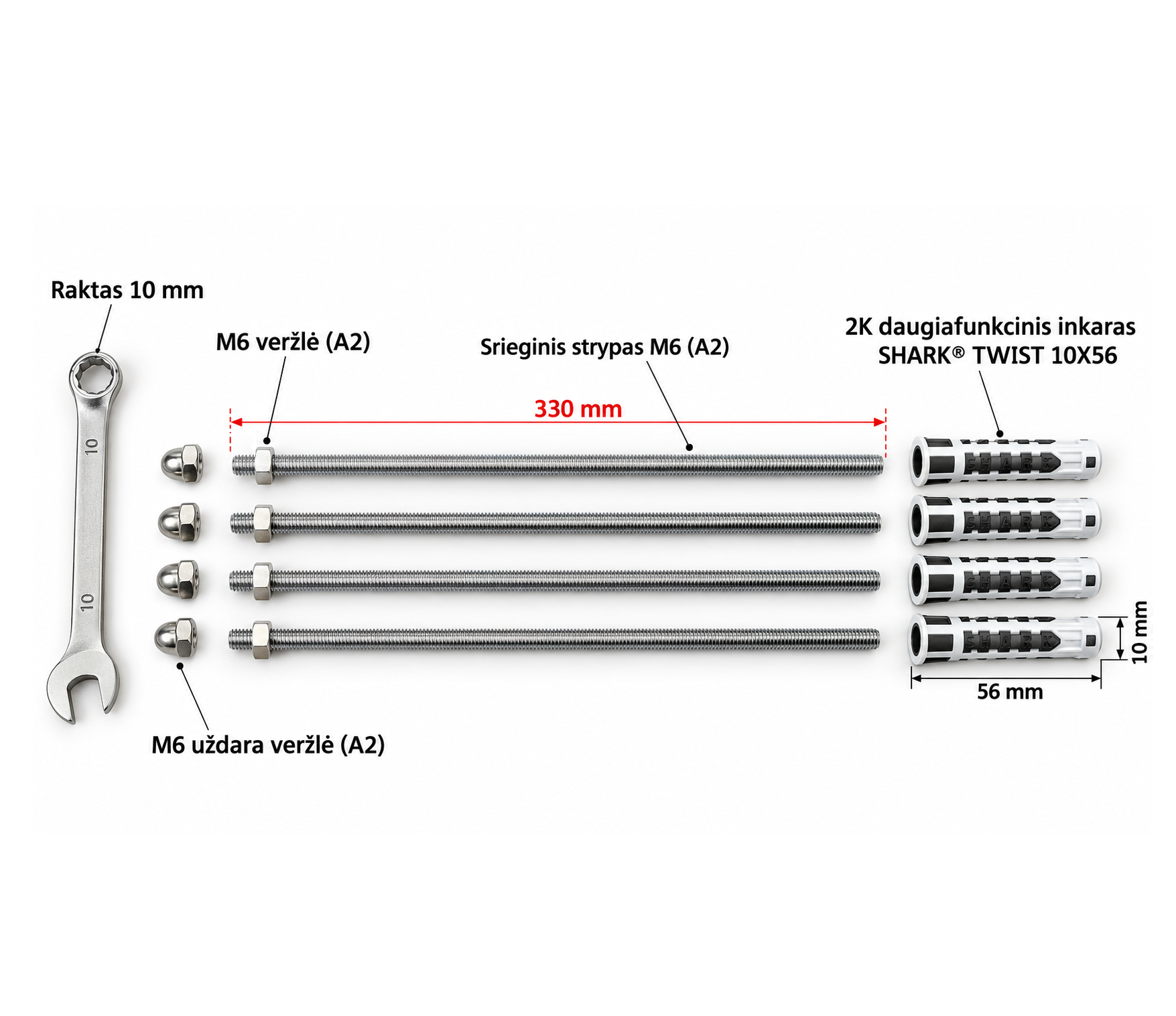 M6 fixing set for insulated facade