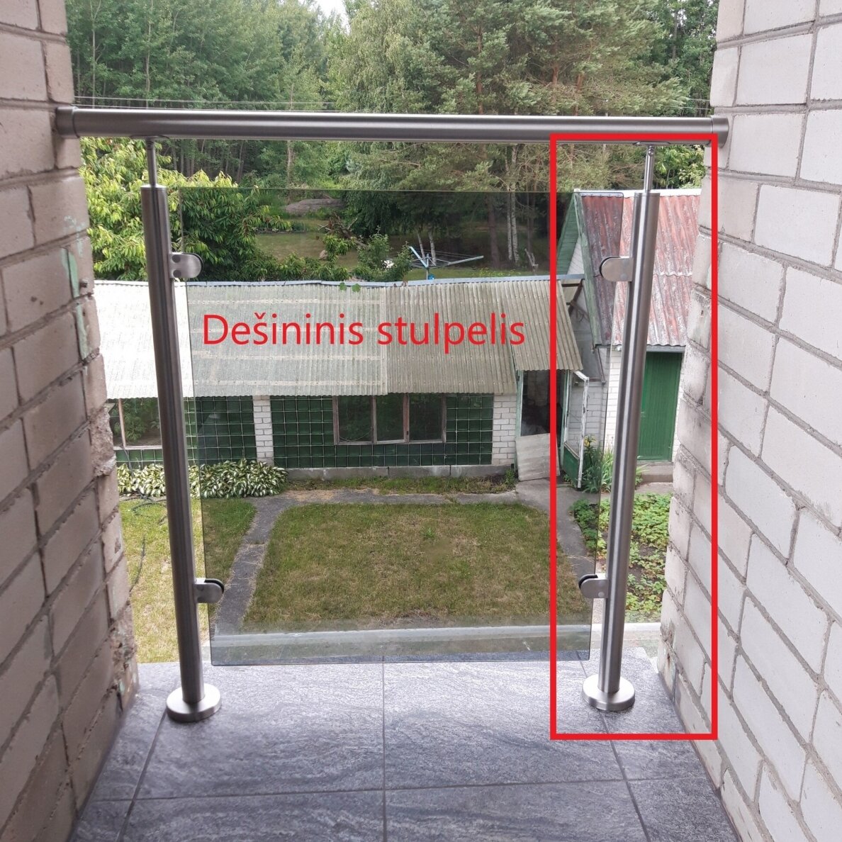 Balkono galinis statramstis 40×40 H-1100 mm (dešininis) 2 Balkono galinis statramstis 40×40 H-1100 mm (dešininis) 2