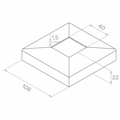 Balkono galinis statramstis stiklui 40×40 H-1060 mm (kairinis) 6 Balkono galinis statramstis stiklui 40×40 H-1060 mm (kairinis) 6