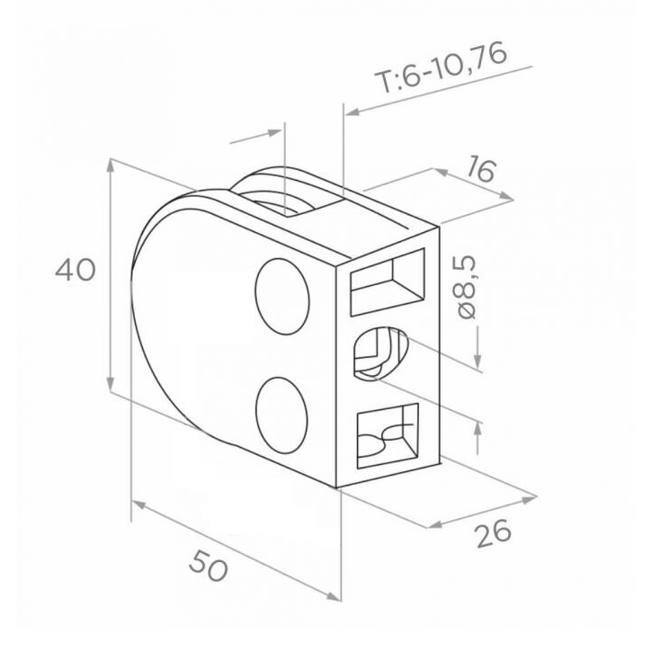 Balkono kampinis statramstis stiklui 40×40 H-1060 mm 4 Balkono kampinis statramstis stiklui 40×40 H-1060 mm 4