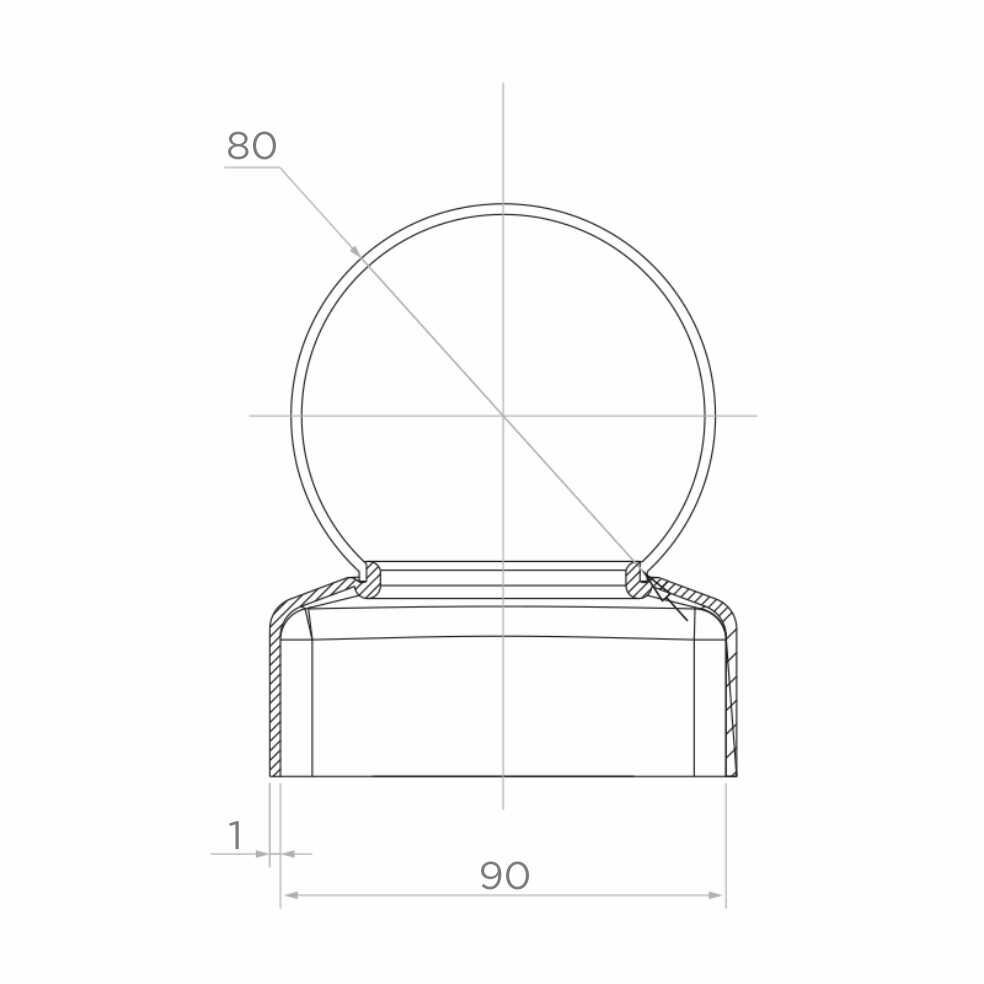Dangtelis 90 x 90 mm su rutuliu fi 80 1