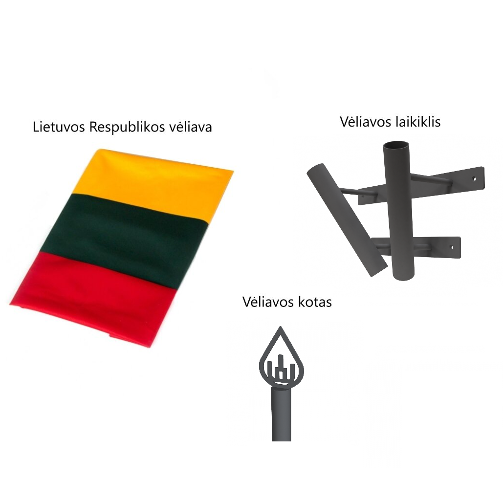 Dvivietis vėliavų komplektas su pilku laikikliu Dvivietis vėliavų komplektas su pilku laikikliu