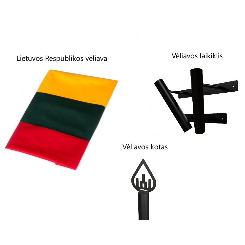 Dvivietis vėliavų komplektas su juodu laikikliu Dvivietis vėliavų komplektas su juodu laikikliu
