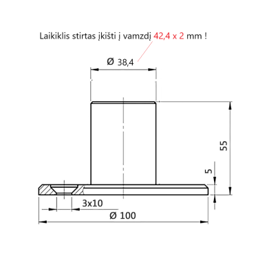 Flange 42,4×100xx5mm 1