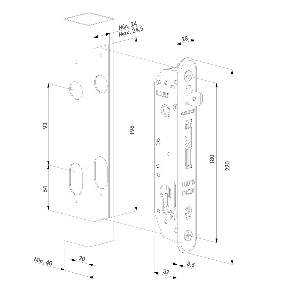 FORTYLOCK komplektas su rankena 3006 M-H 2