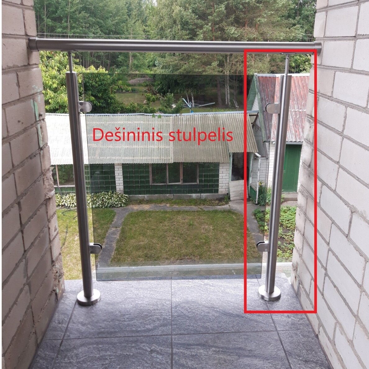 Galinis statramstis stiklui 40×40 H-1000 mm (dešininis) 3 Galinis statramstis stiklui 40×40 H-1000 mm (dešininis) 3