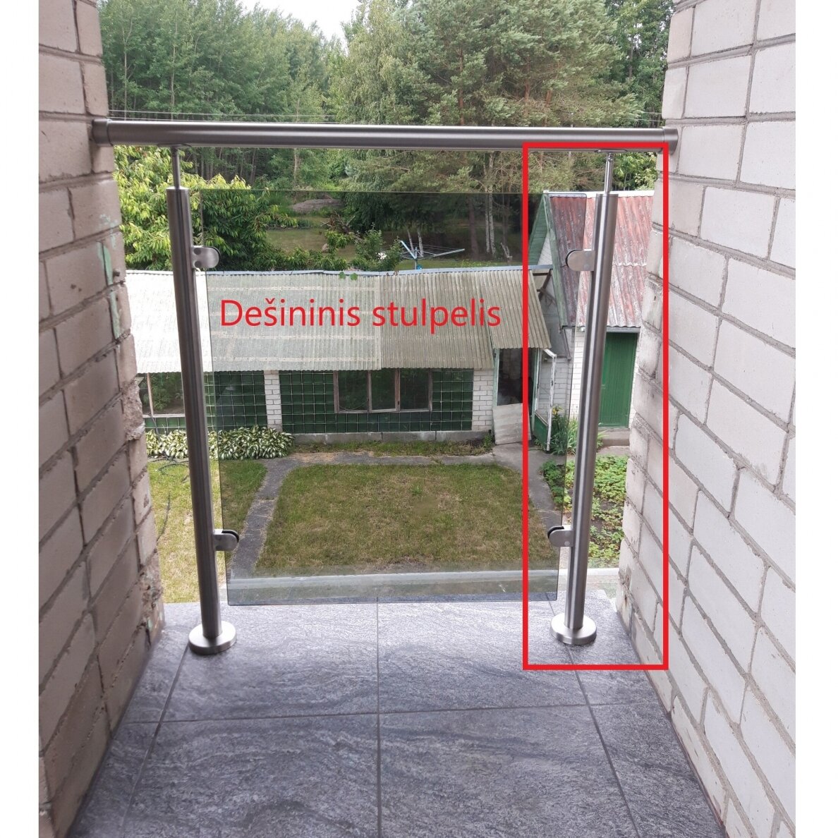 Galinis statramstis stiklui 40×40 H-960 mm (dešininis) 2 Galinis statramstis stiklui 40×40 H-960 mm (dešininis) 2