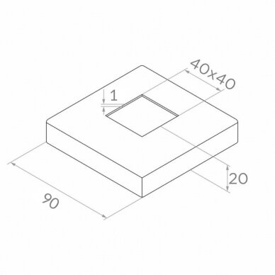 Galinis statramstis stiklui 40×40 H-960 mm (dešininis) 6 Galinis statramstis stiklui 40×40 H-960 mm (dešininis) 6