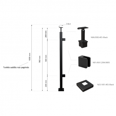 Galinis statramstis H-960mm (kairinis) RAL-9005 1 Galinis statramstis H-960mm (kairinis) RAL-9005 1