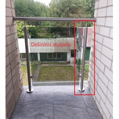 Galinis statramstis stiklui 40×40 H-960 mm (dešininis) 2 Galinis statramstis stiklui 40×40 H-960 mm (dešininis) 2