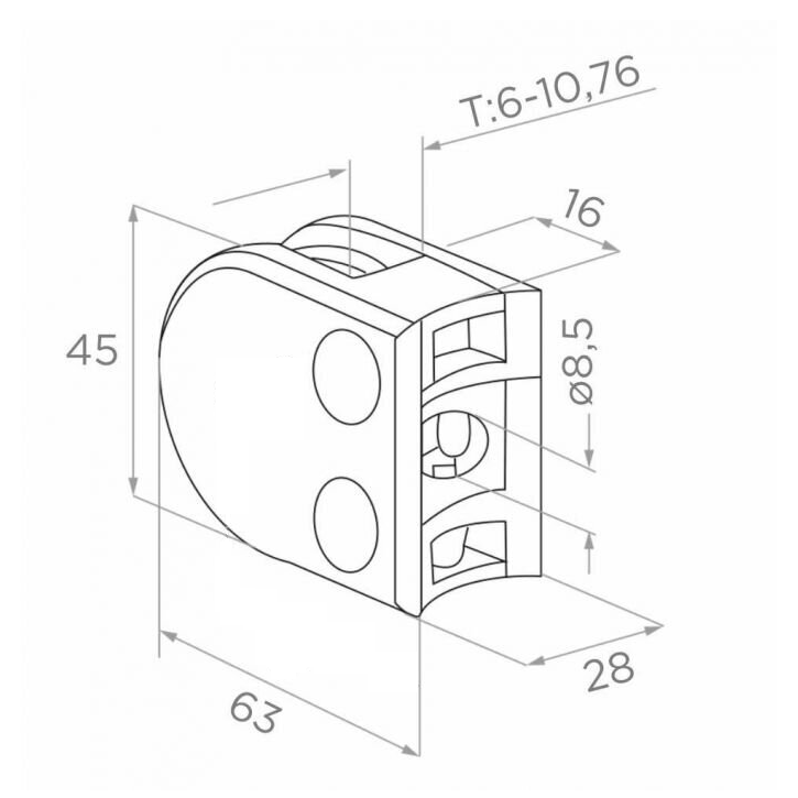 Galinis statramstis stiklui H-1000 mm (dešininis) 4 Galinis statramstis stiklui H-1000 mm (dešininis) 4