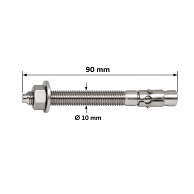 Tvirtinimo į betoną rinkinys M10×90 A2 (2 vnt.) 1