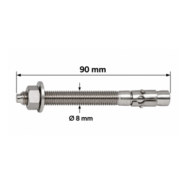 Tvirtinimo į betoną rinkinys M8×90 A2 (3 vnt.) 1