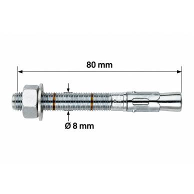 Tvirtinimo į betoną rinkinys M8×80 ZN (3 vnt.) 1 Tvirtinimo į betoną rinkinys M8×80 ZN (3 vnt.) 1