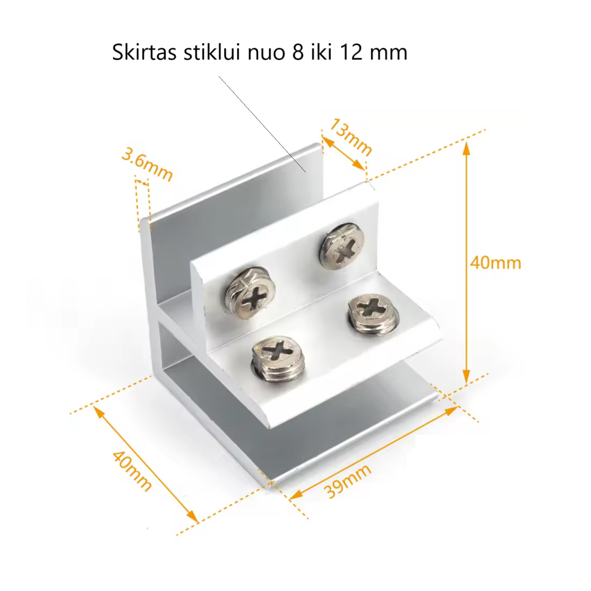 Kampinis stiklo laikiklis 8–12 mm 1 Kampinis stiklo laikiklis 8–12 mm 1