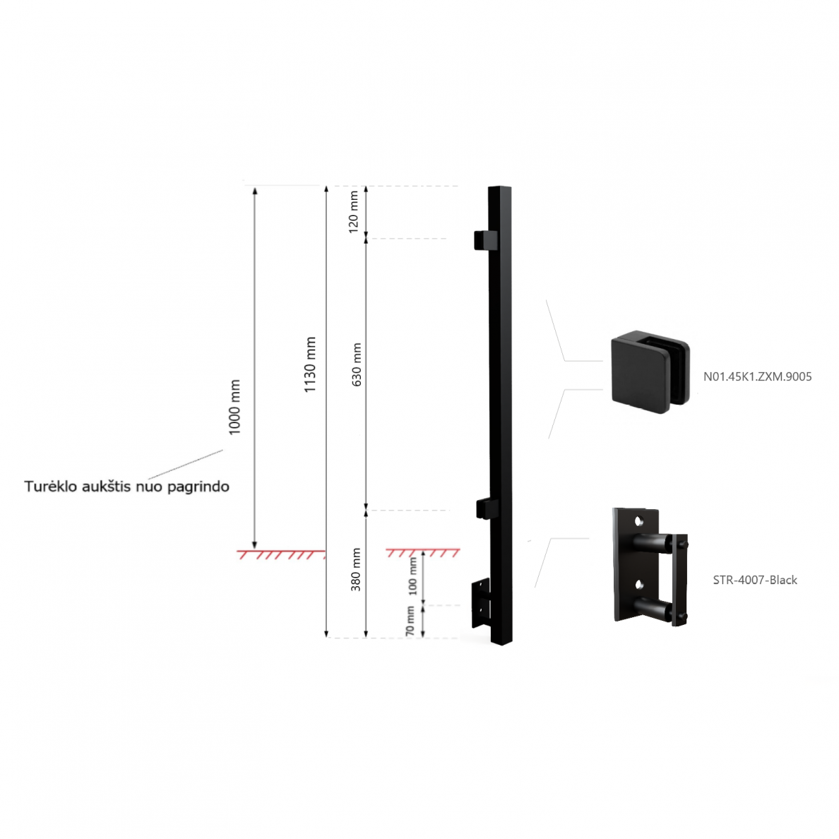 Corner Post H-1130mm (Left side) RAL-9005 1 Corner Post H-1130mm (Left side) RAL-9005 1