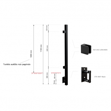 Corner Post H-1130mm (Left side) RAL-9005 1 Corner Post H-1130mm (Left side) RAL-9005 1