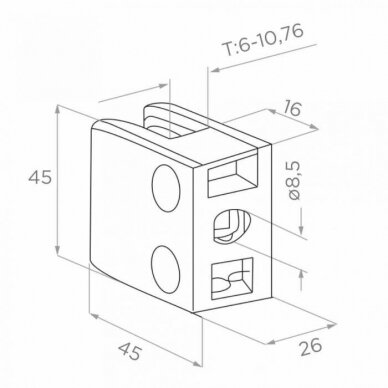 Corner Post H-1130mm (Left side) RAL-9005 6 Corner Post H-1130mm (Left side) RAL-9005 6