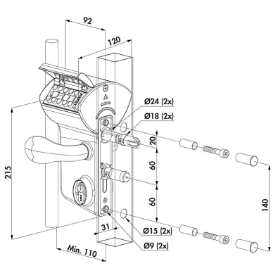 Mechaninis kodinis užraktas 40–60 mm 1