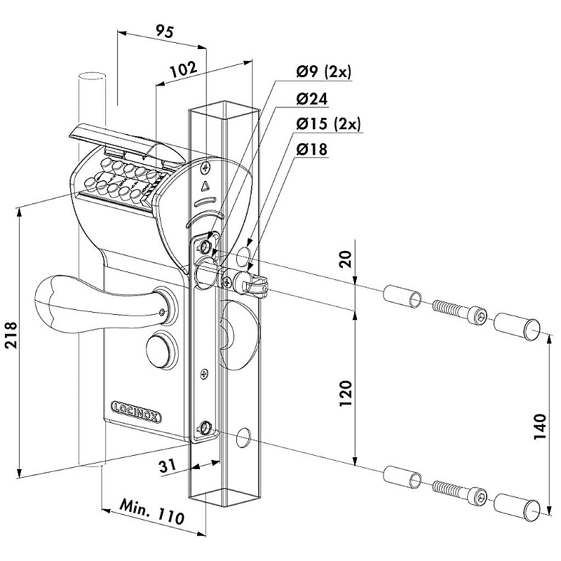 Mechaninis kodinis užraktas 40–60 mm 1