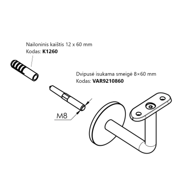 Nailoninis kaištis 12×60 mm 1 Nailoninis kaištis 12×60 mm 1
