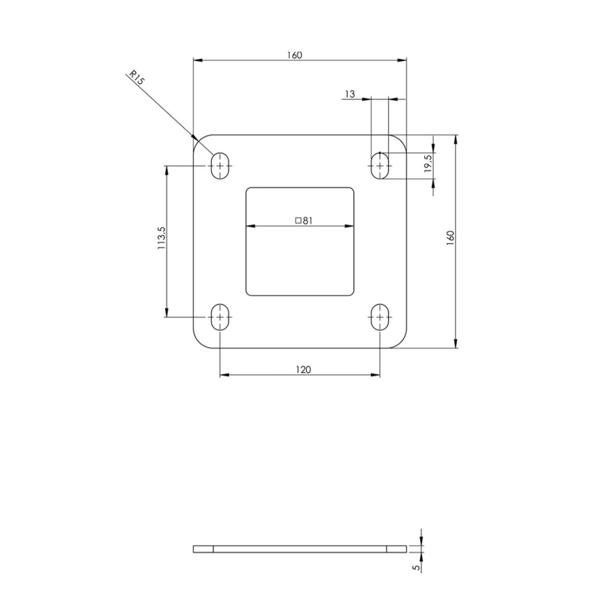 Plokštelė 80X80/H160XL160X5 1 Plokštelė 80X80/H160XL160X5 1