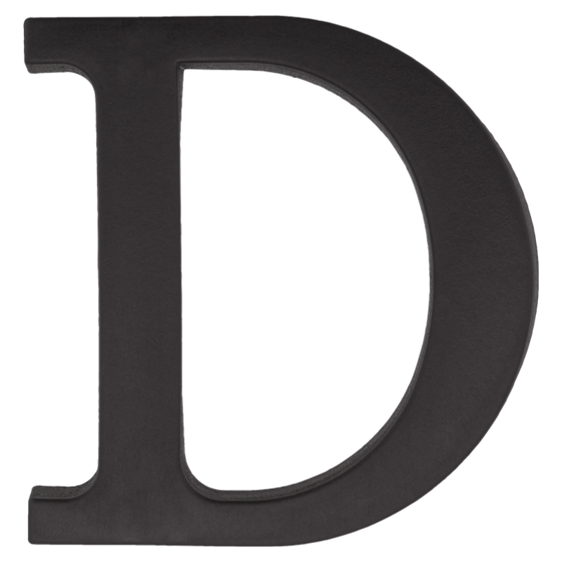 Raidė „D“ – plastikinė, juoda, 90 mm Raidė „D“ – plastikinė, juoda, 90 mm