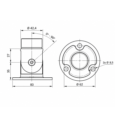 Adjustable Wall Flange D42.4 1 Adjustable Wall Flange D42.4 1