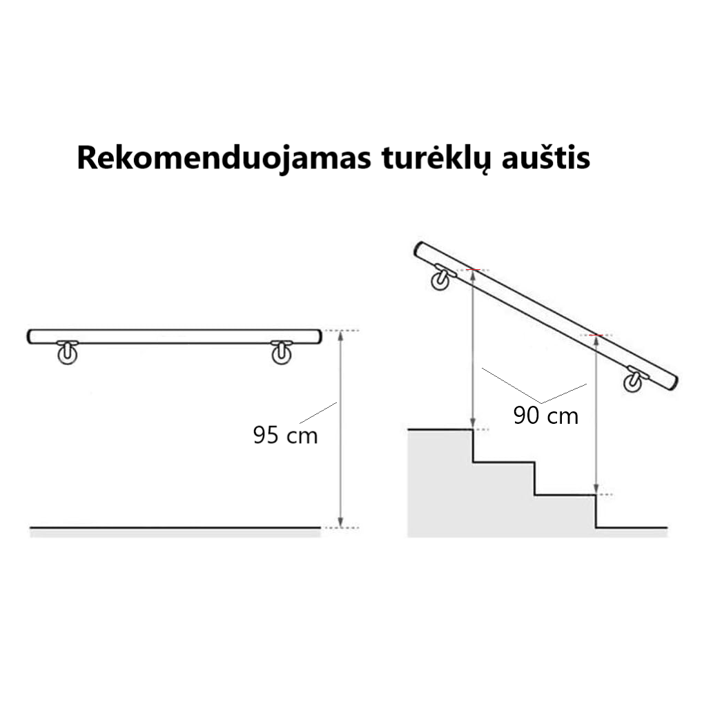 Sieninis turėklas D42/L1500mm 4 Sieninis turėklas D42/L1500mm 4