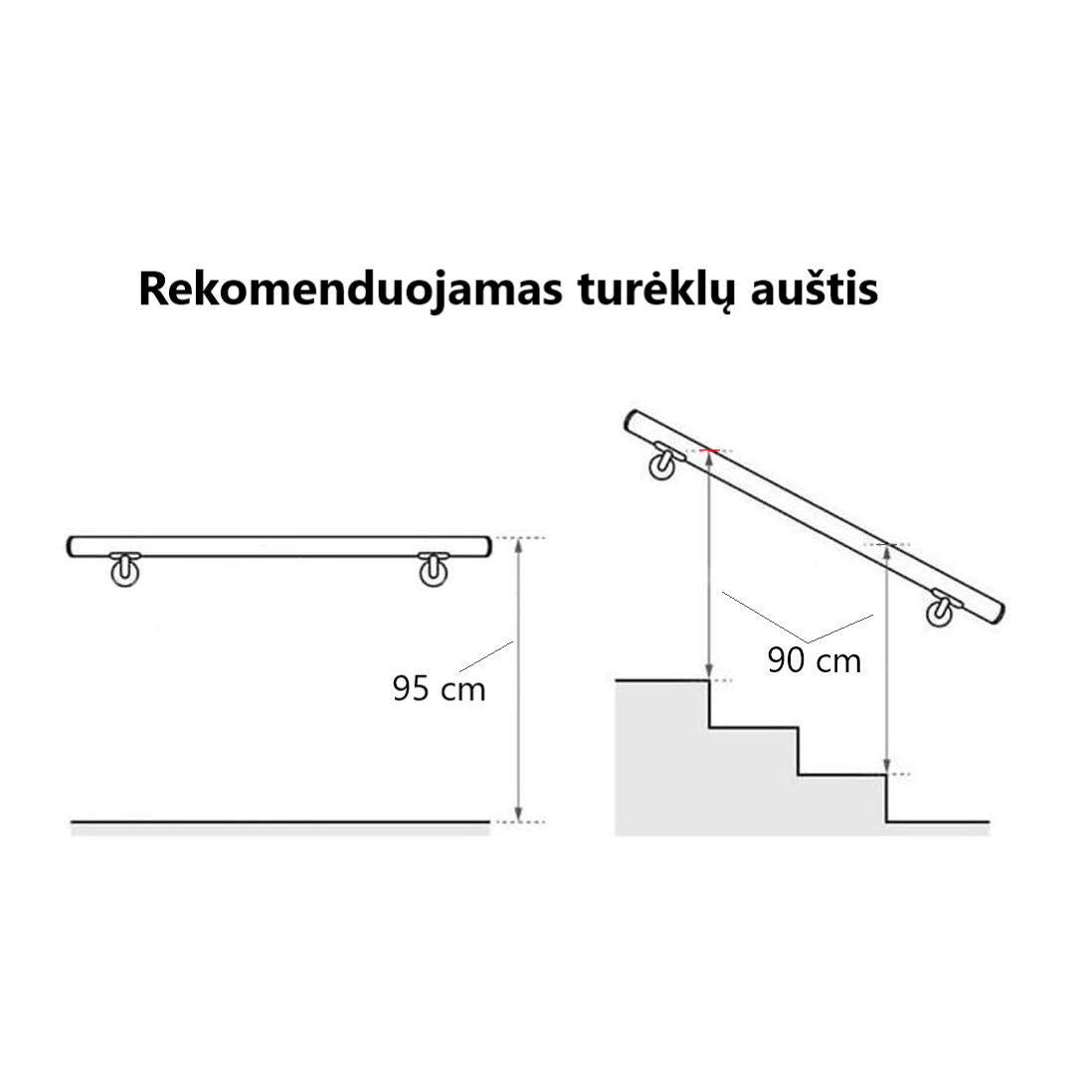 Sieninis turėklas 40x40/L3000mm 5 Sieninis turėklas 40x40/L3000mm 5