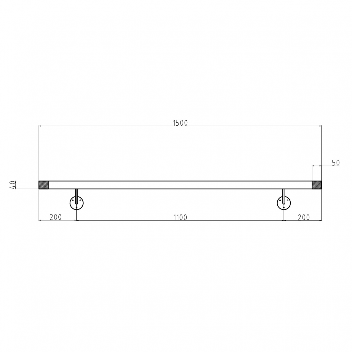Sieninis turėklas 40x40/L1500mm 3 Sieninis turėklas 40x40/L1500mm 3