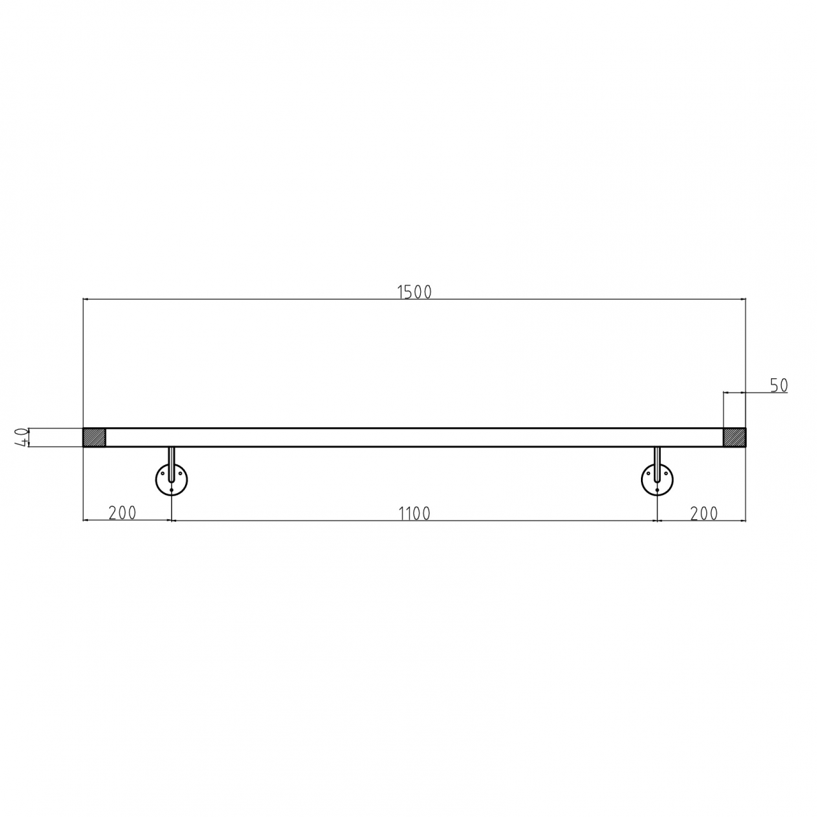 Sieninis turėklas 40x40/L1500mm 3 Sieninis turėklas 40x40/L1500mm 3