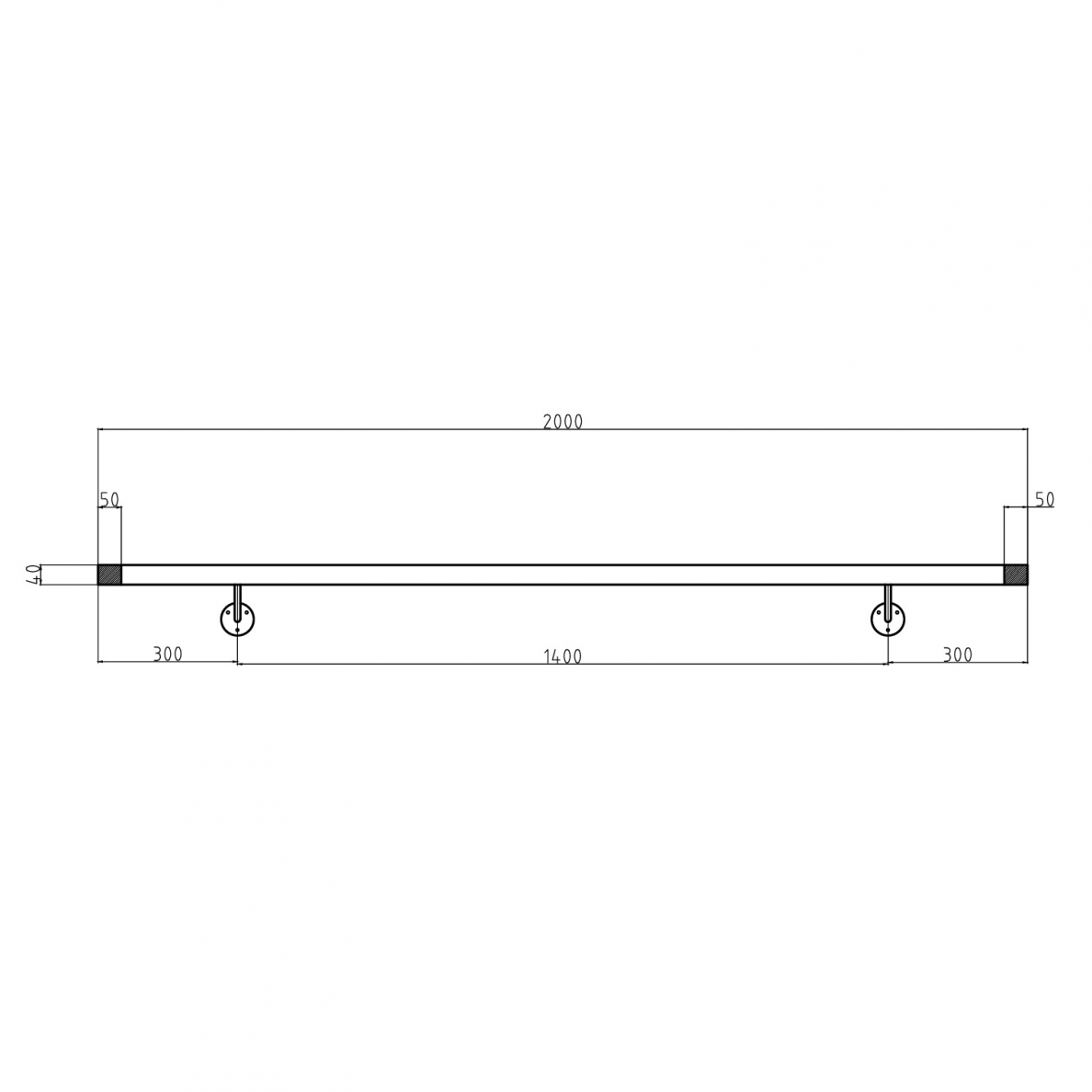 Sieninis turėklas 40x40/L2000mm 3 Sieninis turėklas 40x40/L2000mm 3