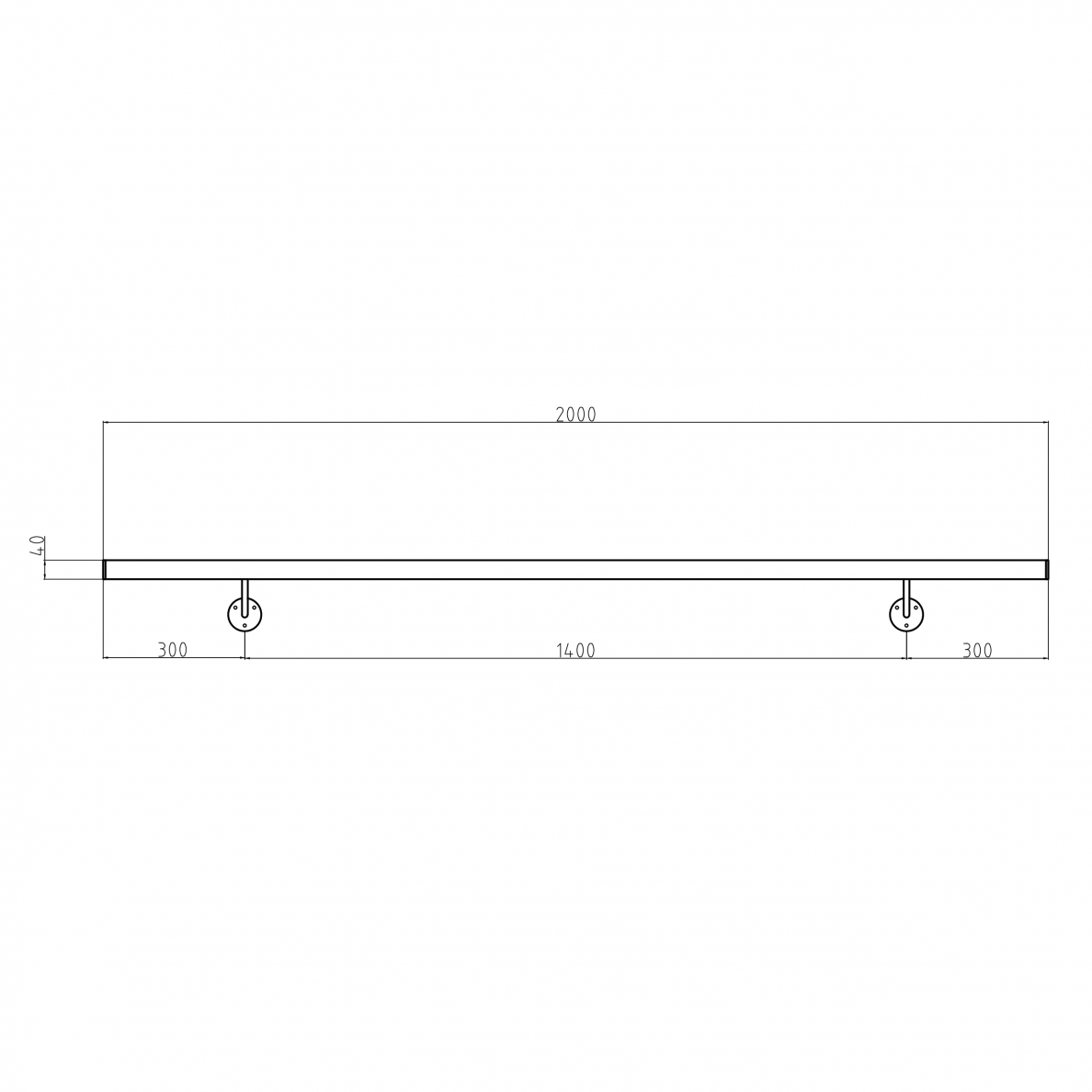 Sieninis turėklas 40x40/L2000mm 3 Sieninis turėklas 40x40/L2000mm 3