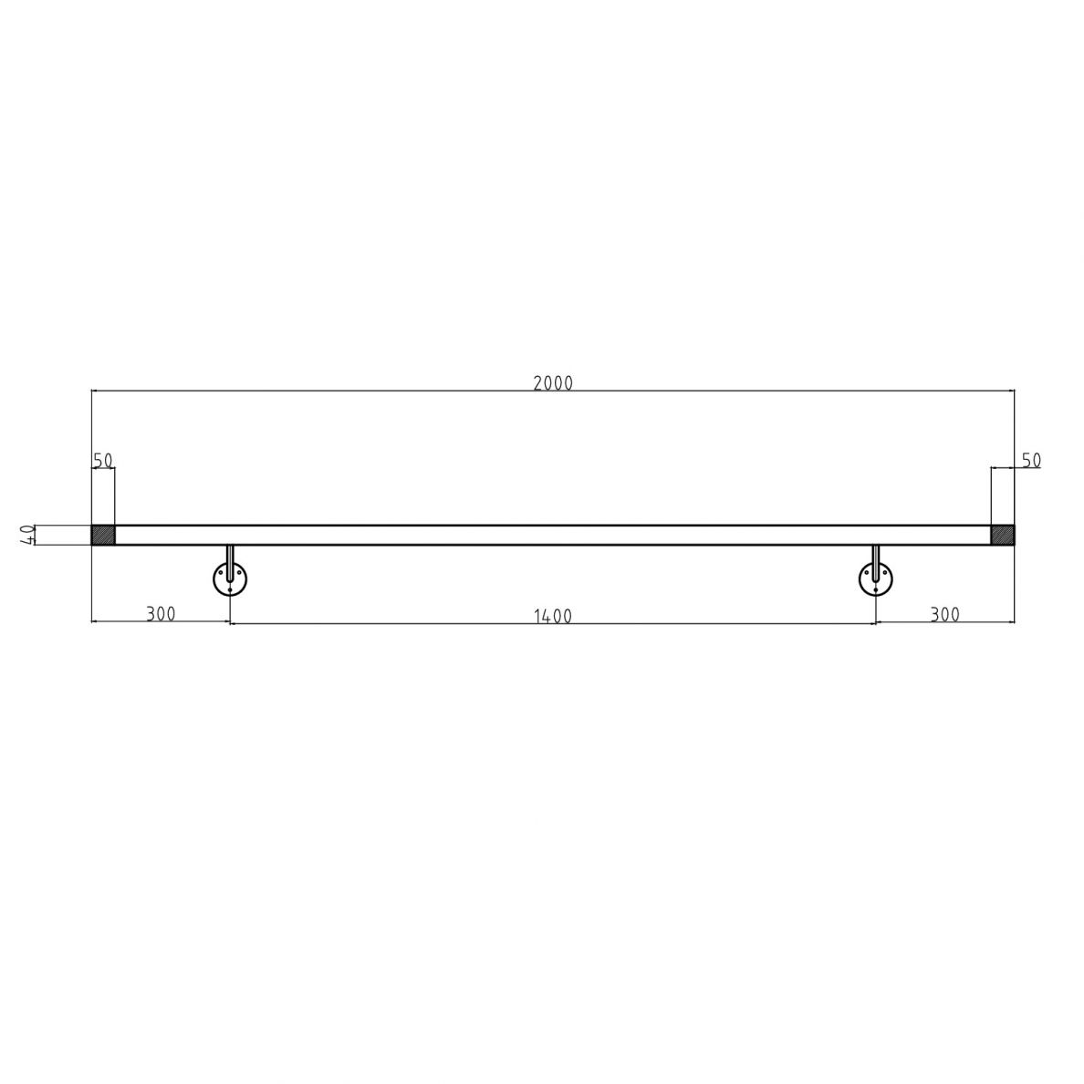 Sieninis turėklas 40x40/L2000mm 3 Sieninis turėklas 40x40/L2000mm 3