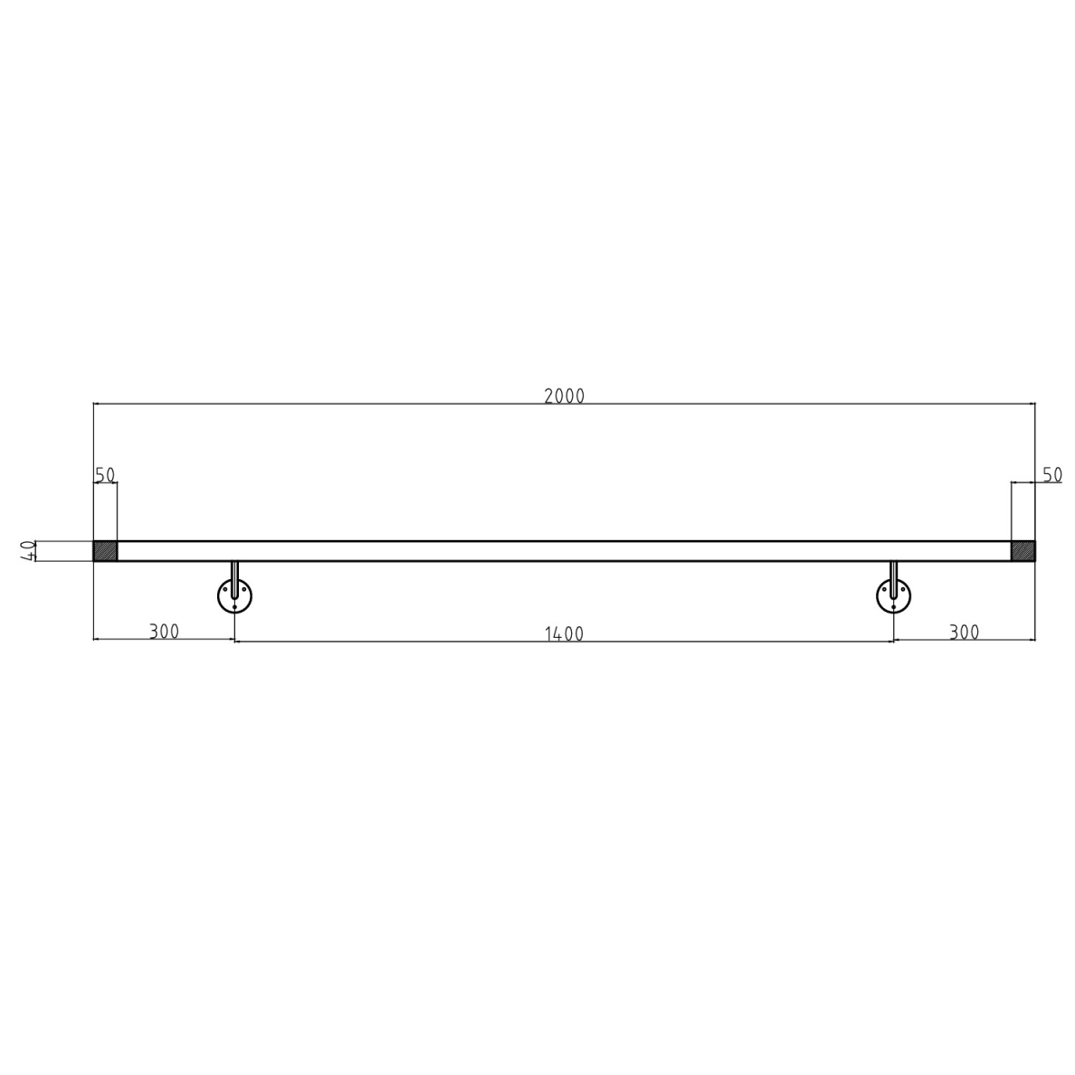 Sieninis turėklas 40x40/L2000mm 2 Sieninis turėklas 40x40/L2000mm 2