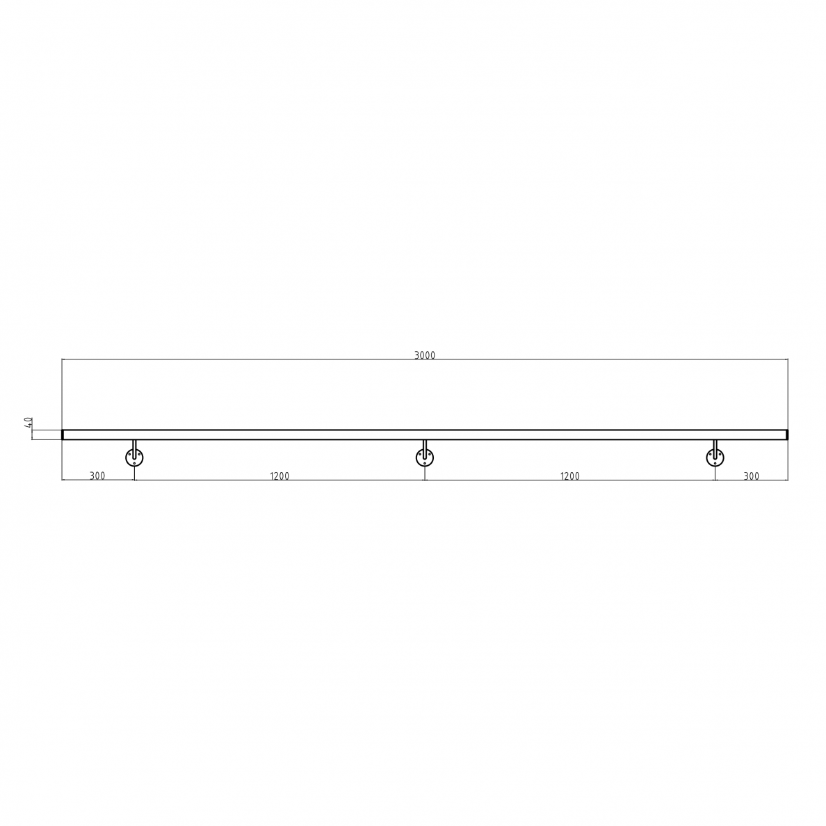 Sieninis turėklas 40x40/L3000mm 2 Sieninis turėklas 40x40/L3000mm 2