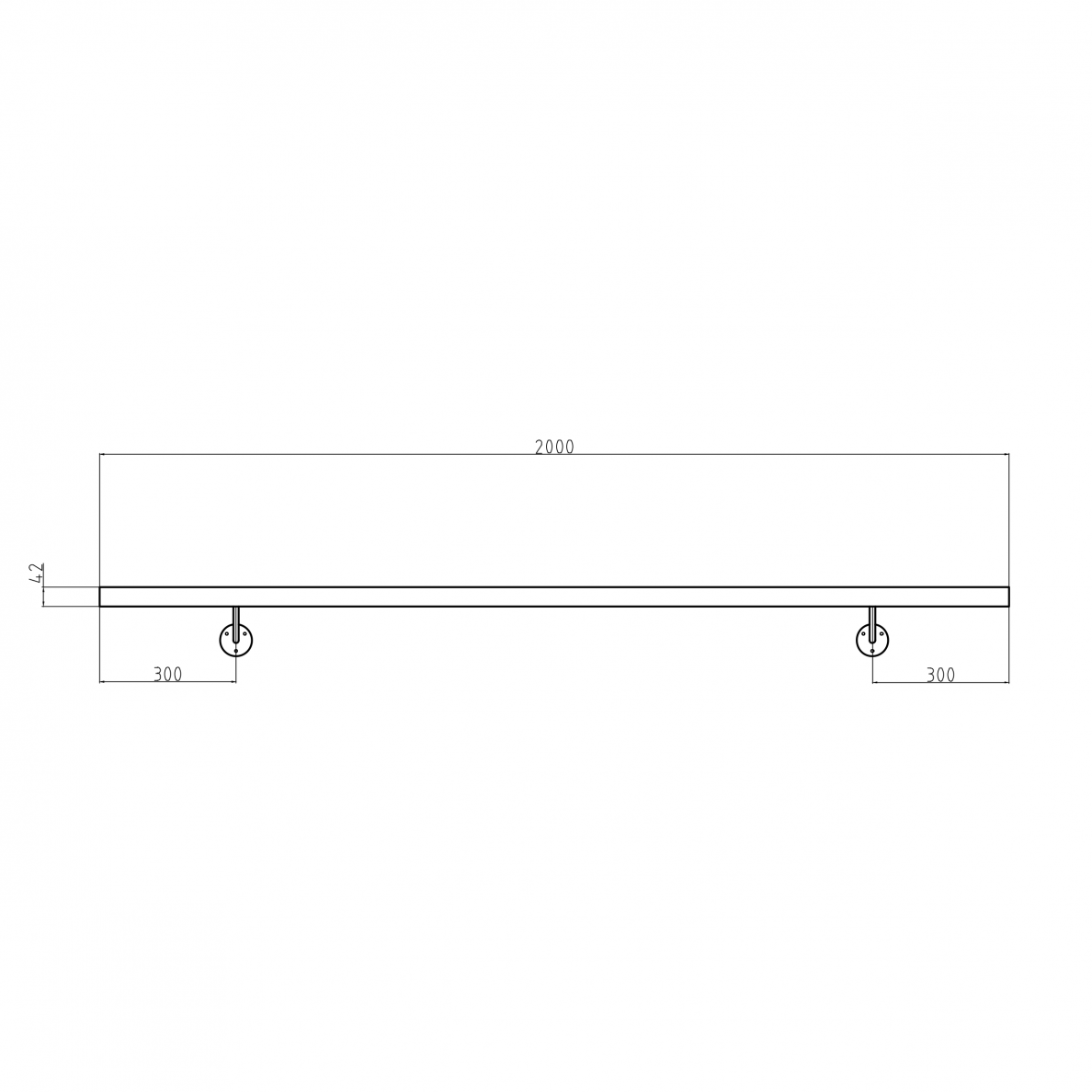 Sieninis turėklas D42/L2000mm 3 Sieninis turėklas D42/L2000mm 3