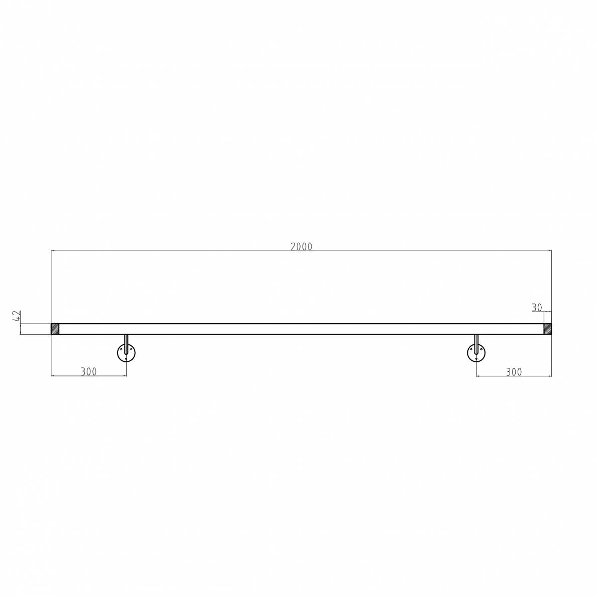 Sieninis turėklas D42/L2000mm 2 Sieninis turėklas D42/L2000mm 2