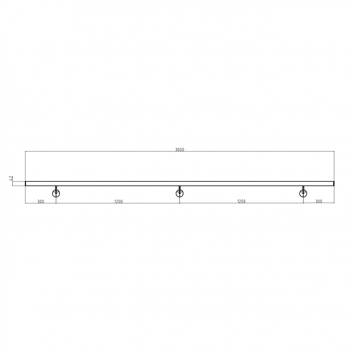 Sieninis turėklas D42/L3000mm 3 Sieninis turėklas D42/L3000mm 3
