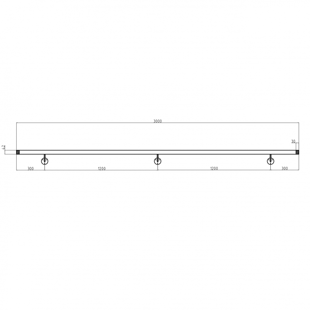 Sieninis turėklas D42/L3000mm 3 Sieninis turėklas D42/L3000mm 3