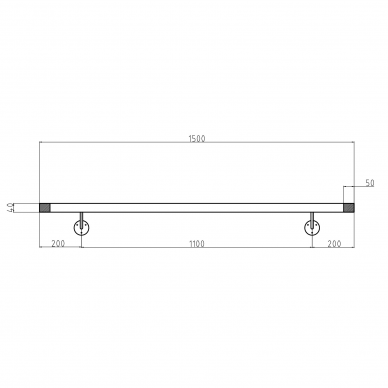 Sieninis turėklas 40x40/L1500mm 3 Sieninis turėklas 40x40/L1500mm 3