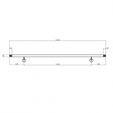 Sieninis turėklas 40x40/L2000mm 3 Sieninis turėklas 40x40/L2000mm 3