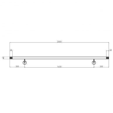 Sieninis turėklas 40x40/L2000mm 2 Sieninis turėklas 40x40/L2000mm 2