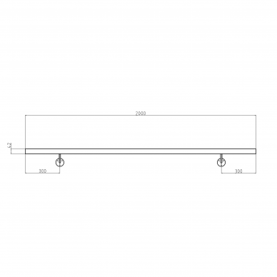 Sieninis turėklas D42/L2000mm 3 Sieninis turėklas D42/L2000mm 3
