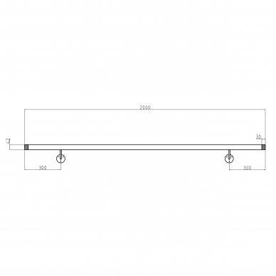Sieninis turėklas D42/L2000mm 3 Sieninis turėklas D42/L2000mm 3