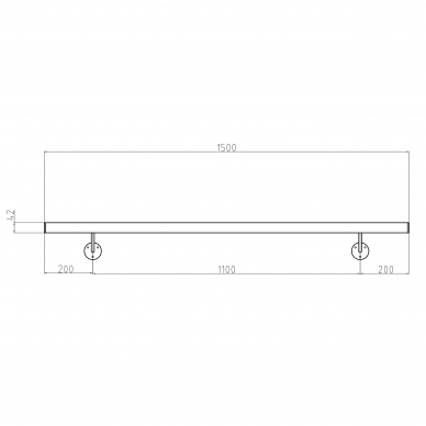 Sieninis turėklas D42/L1500mm 3 Sieninis turėklas D42/L1500mm 3