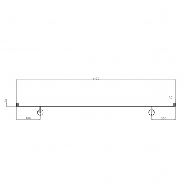 Sieninis turėklas D42/L2000mm 2 Sieninis turėklas D42/L2000mm 2