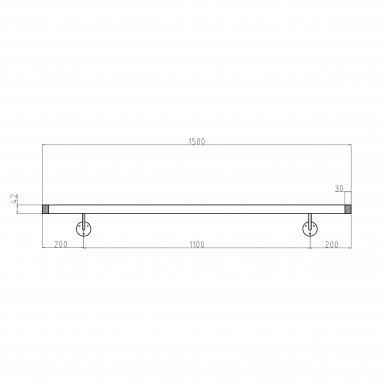 Sieninis turėklas D42/L1500mm 3 Sieninis turėklas D42/L1500mm 3