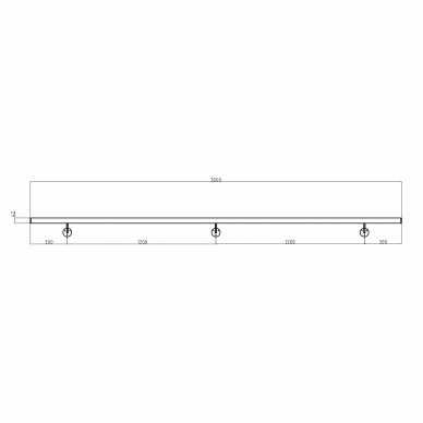 Sieninis turėklas D42/L3000mm 3 Sieninis turėklas D42/L3000mm 3